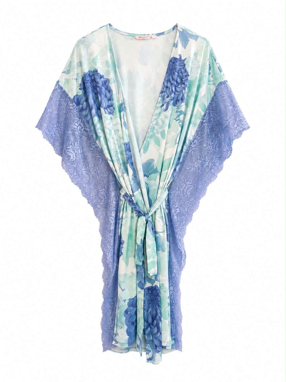 4/$20➡️ La Vie En Rose Lavender & Mint Floral Lace-Trim Kimono Robe – L/XL *Flaw